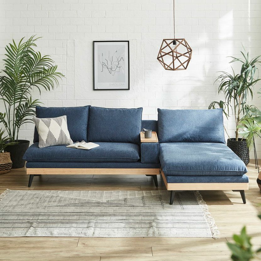 設置無料】幅240cm 3人掛け カウチソファ ファブリック コンセント付き