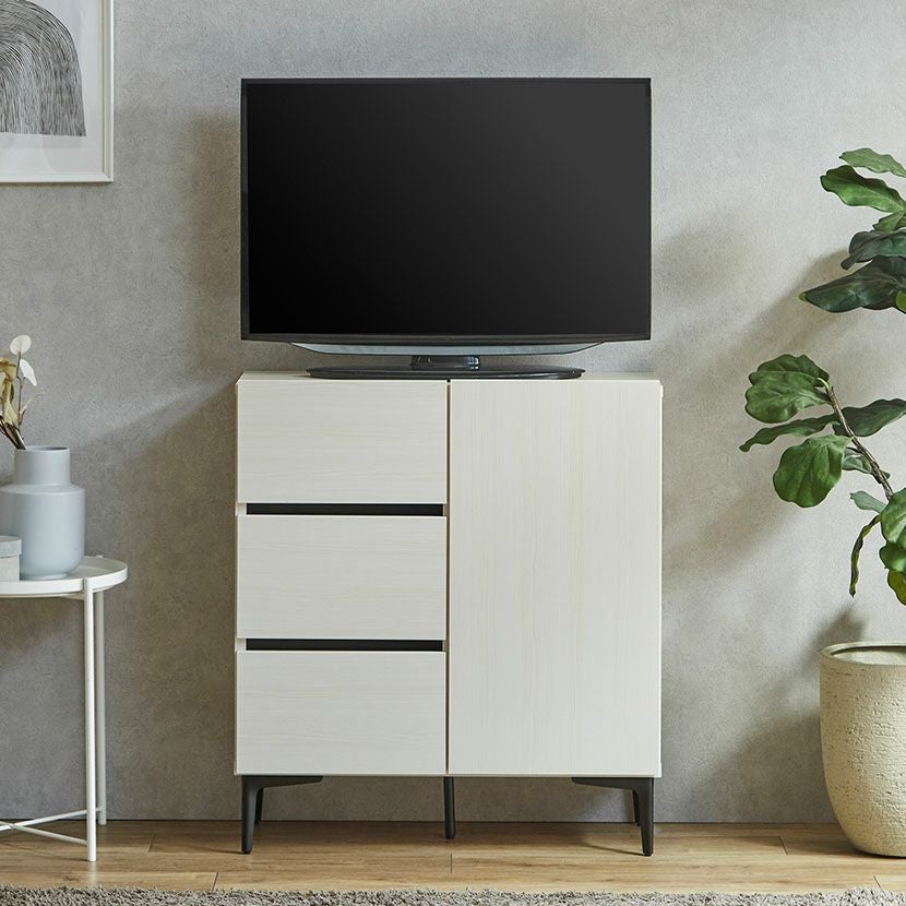 設置無料】幅80cm キャビネット 木製 サイドボード ハイタイプ テレビ