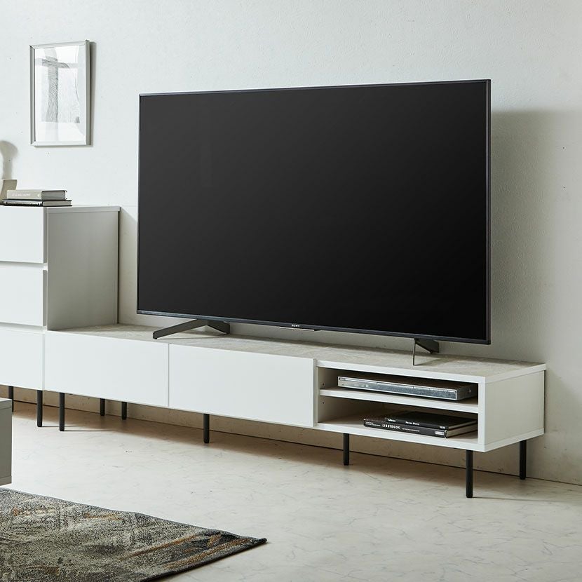 黒と白のシンプルおしゃれなテレビ台 Life with Design 210 テレビ台 【本体ブラック＋前板ホワイト】 白