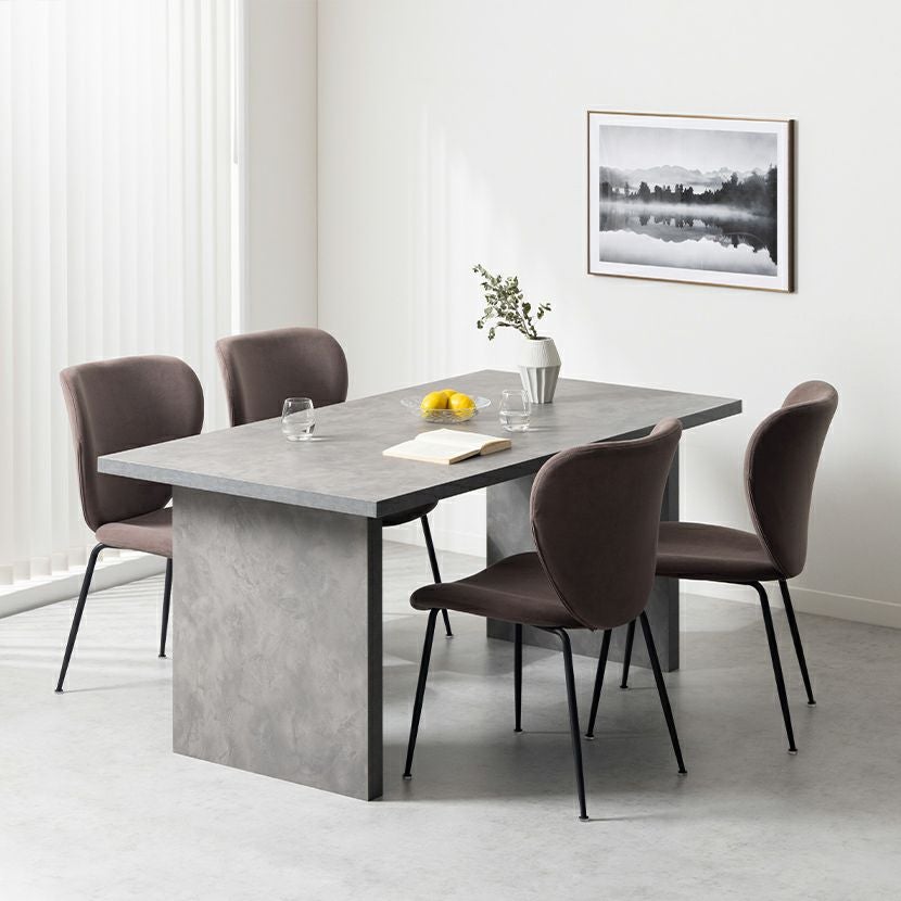 設置無料】4人用 ダイニングテーブルセット 5点 STONEA 石目 メラミン