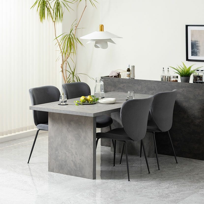 設置無料】4人用 ダイニングテーブルセット 5点 STONEA 石目 メラミン