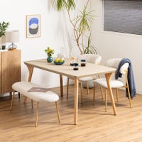 【設置無料】4人用 ダイニングテーブルセット 4点 LENAS 長方形 モルタル風 コンクリート調 テーブル 北欧モダン ダイニングチェア ダイニングベンチ おしゃれ (幅150cm 食卓テーブル×1 食卓椅子×2 ベンチ×1)｜¥99,819の動画