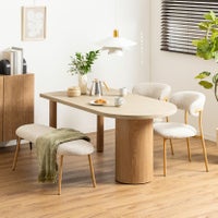 【設置無料】4人用 ダイニングテーブルセット 4点 LENAS 変形 モルタル風 コンクリート調 半円テーブル 北欧モダン ダイニングチェア ダイニングベンチ おしゃれ (幅160cm 食卓テーブル×1 食卓椅子×2 ベンチ×1)｜¥109,000の動画