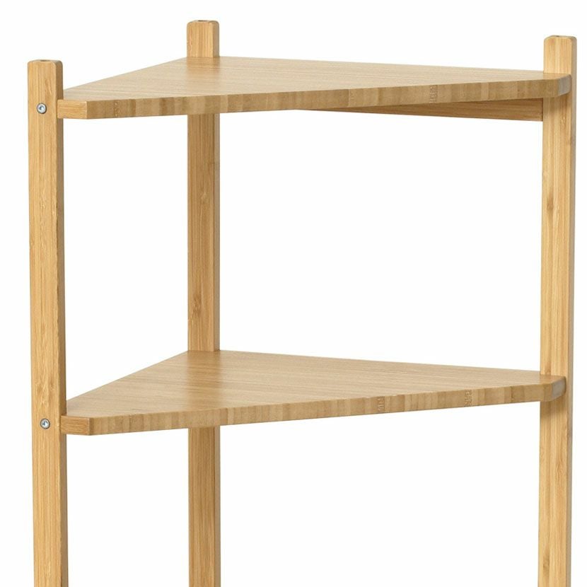 幅34cm ラック Bamboo コーナーラック 4段 竹製 シェルフ コーナー収納