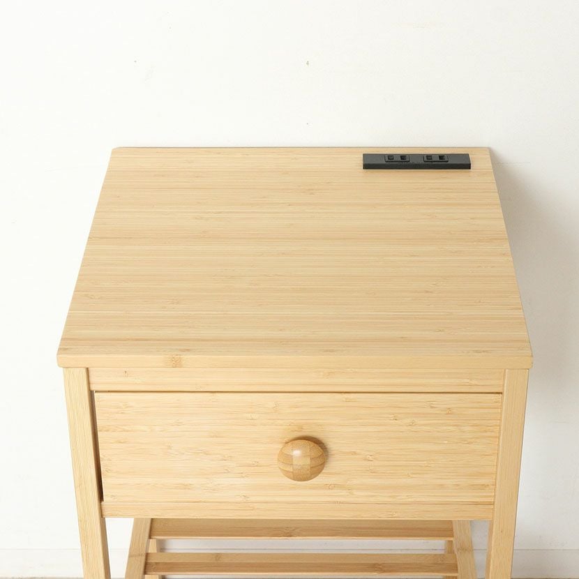 幅40cm サイドテーブル Bamboo 竹製 ナイトテーブル 引き出し付き ミニ