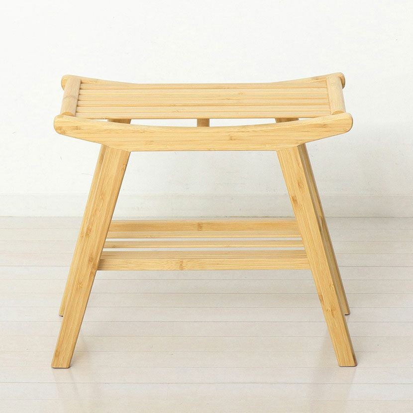 幅52cm スツール Bamboo 竹製 椅子 軽量 棚付き サイドテーブル