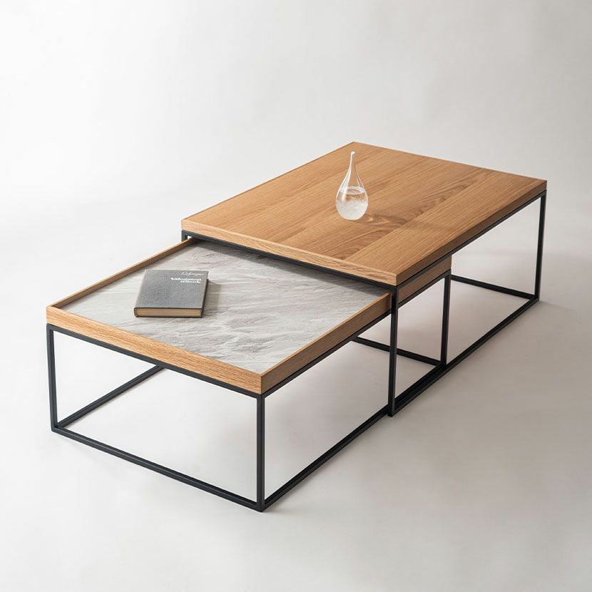 幅80～127cm リビングテーブル 大理石調 スチール脚 回転式 円形 丸型