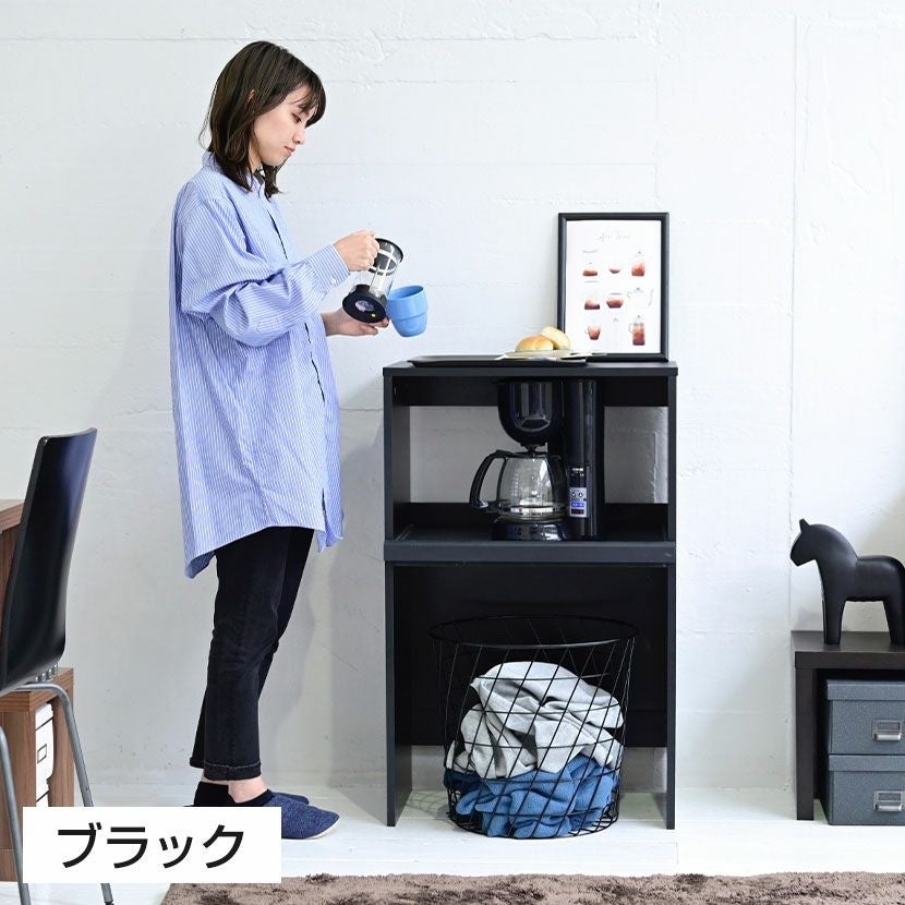 幅60.5cm レンジラック 食器棚 スライド棚 カウンターレンジ台