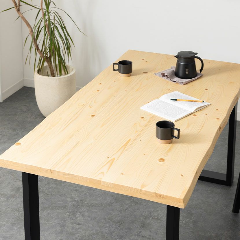 幅150cm 木製 ダイニングテーブル 天然木 パイン材 長方形 一枚板風