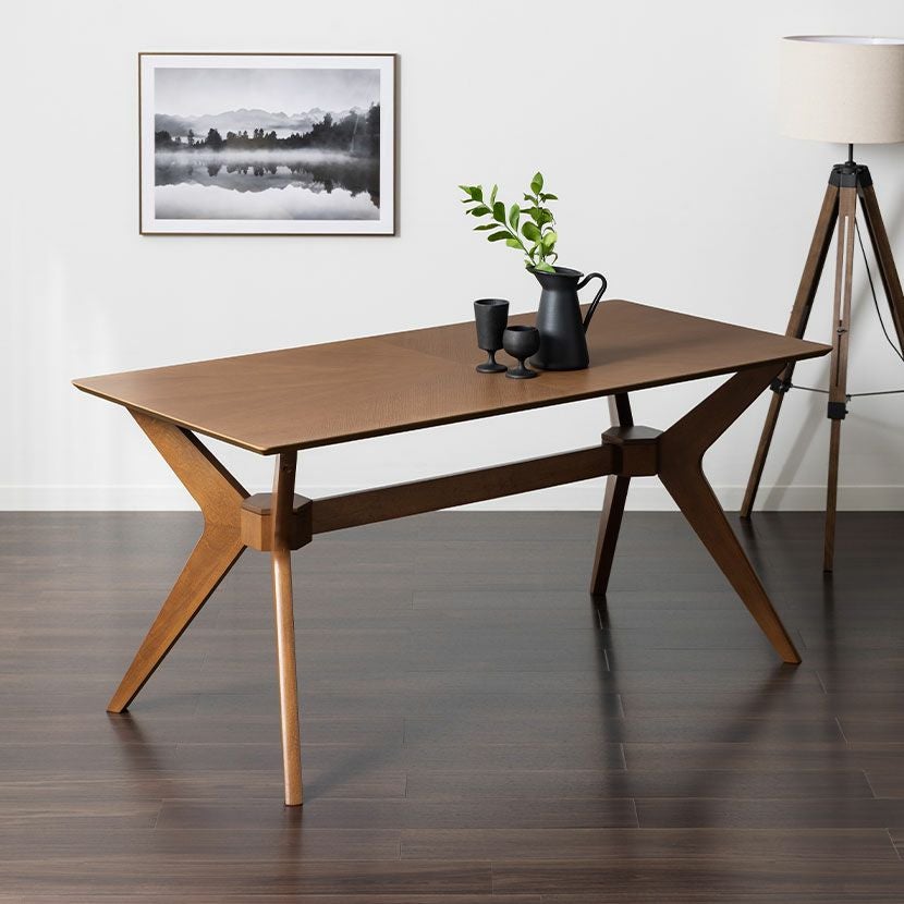 幅155cm 木製 ダイニングテーブル 天然木 オーク 矢張り 長方形 北欧