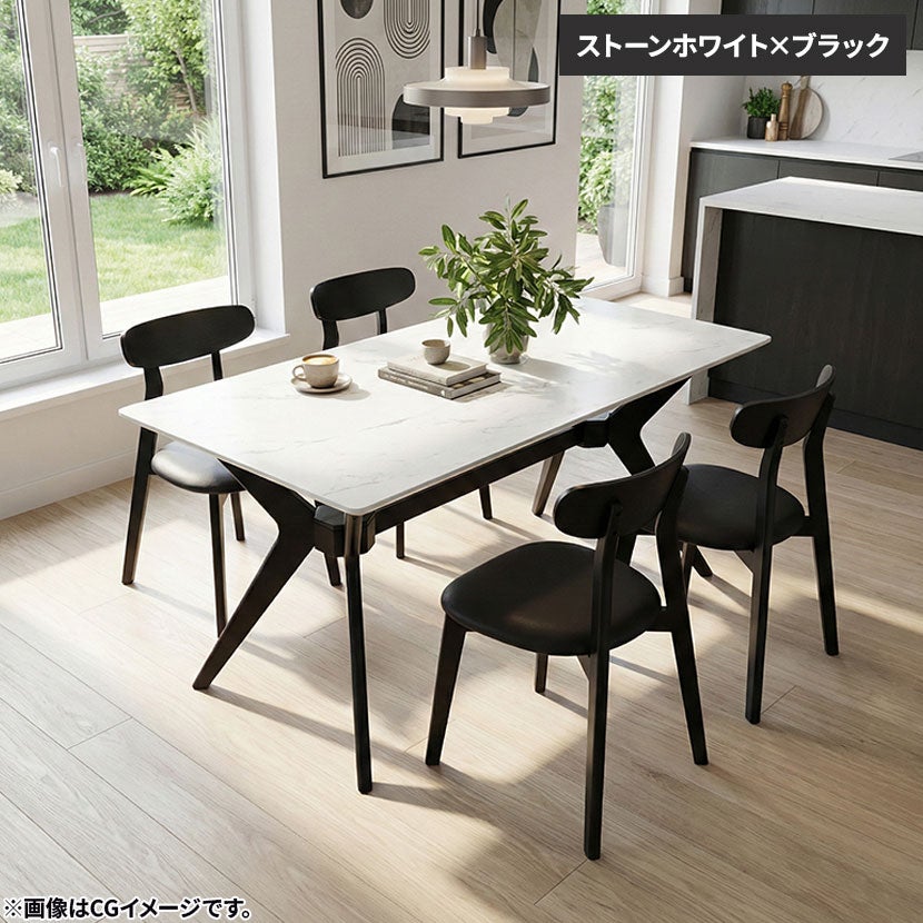 4人用 ダイニングテーブルセット 5点 VT-5 石目調 大理石調 メラミン
