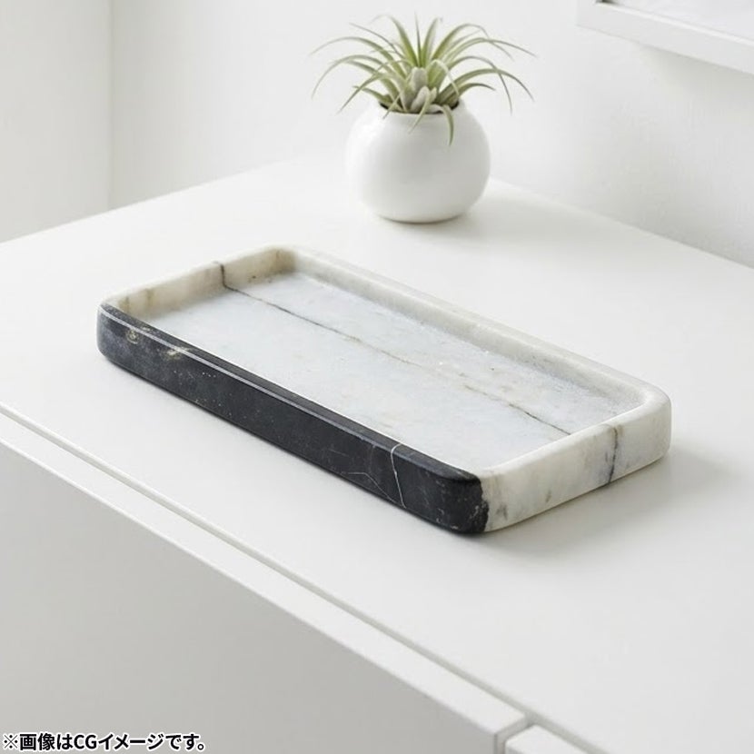 幅22cm マーブルトレイ 大理石 レクタングル プレート マーブル柄