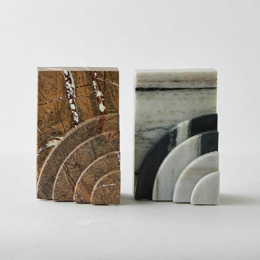 2個セット】幅20cm ブックエンドマーブル Bookends 大理石 ブック