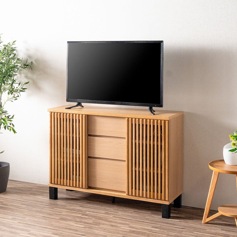 設置無料】幅120cm 木製 サイドボード テレビ台 ハイタイプ 格子