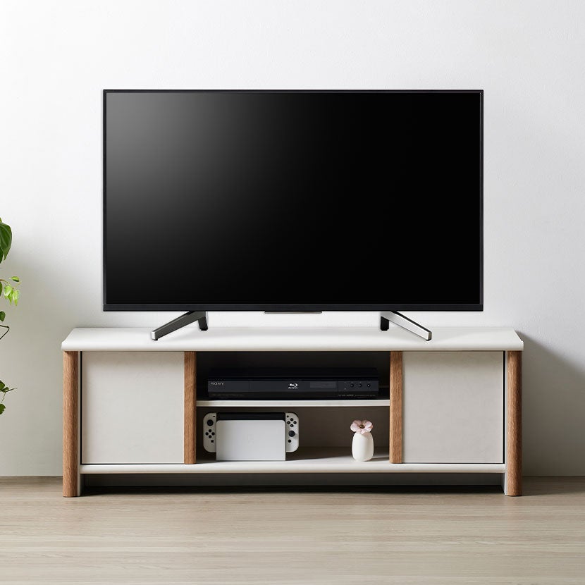 幅115cm テレビ台 ノアン 漆喰調 テレビボード オープン収納 スリム