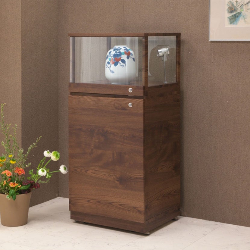 設置無料】幅55cm ハイタイプ コレクションケース 木目調 ガラスケース